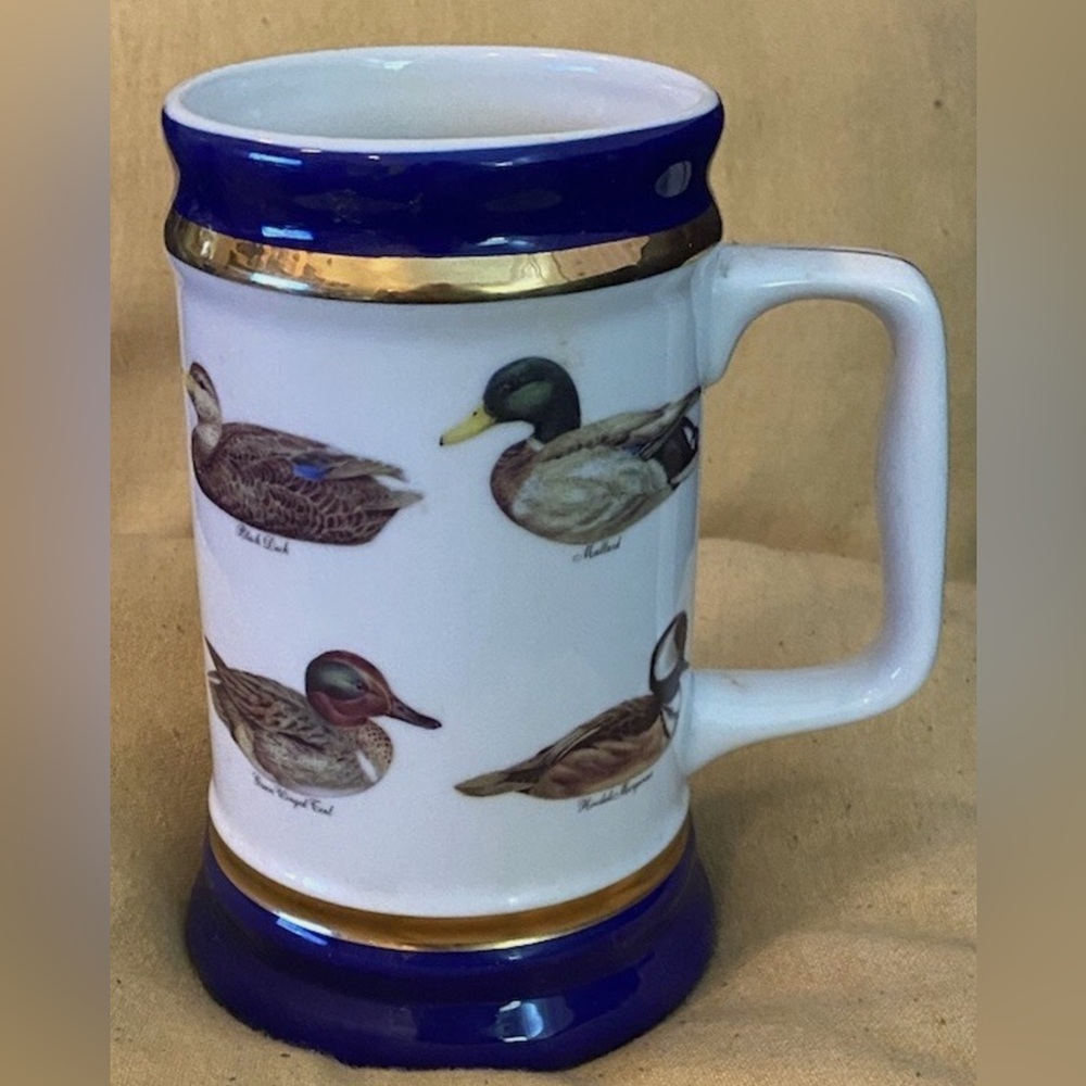 Woodmere China Waterfowl, Duck Tankard, Coffee Mug - Gold Trim